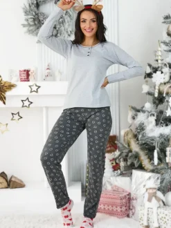 Royalfashion Bawełniana piżama damska w serduszka