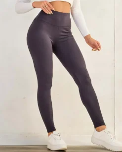 Royalfashion Bawełniane damskie prążkowane legginsy