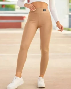 Royalfashion Bawełniane damskie prążkowane legginsy