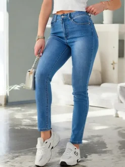 Royalfashion Bawełniane jeansy damskie zwężane