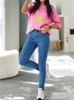 Royalfashion Bawełniane jeansy damskie zwężane