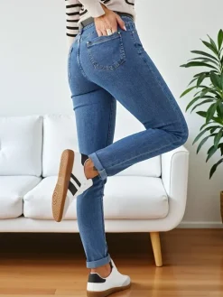 Royalfashion Bawełniane jeansy damskie zwężane