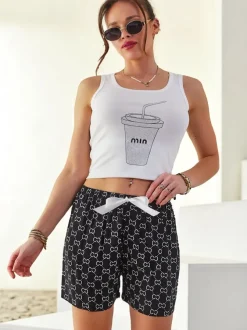 Royalfashion Bawełniane krótkie spodenki damskie z printem