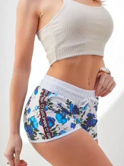 Royalfashion Bawełniane krótkie spodenki damskie w wiosenne kwiaty