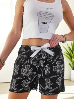 Royalfashion Bawełniane krótkie spodenki damskie z printem