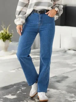 Royalfashion Bawełniane proste jeansy damskie