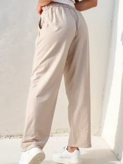 Royalfashion Bawełniane proste spodnie damskie materiałowe