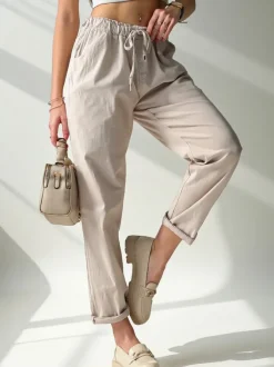 Royalfashion Bawełniane Proste spodnie damskie materiałowe