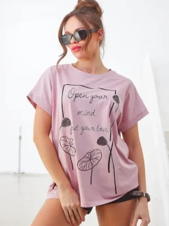 Royalfashion Bawełniany damski t-shirt z ciekawym nadrukiem