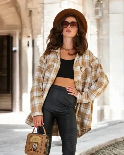 Royalfashion Bawełniany damski płaszcz typu koszula