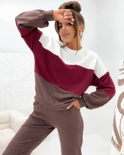 Royalfashion Bawełniany Damski komplet dresowy w paski ChillFlex