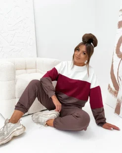 Royalfashion Bawełniany Damski komplet dresowy w paski ChillFlex