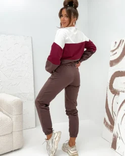 Royalfashion Bawełniany Damski komplet dresowy w paski ChillFlex