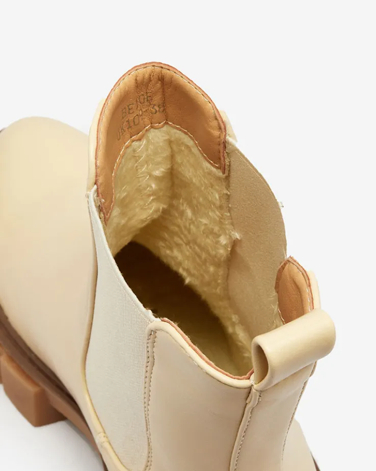 Royalfashion Beżowe botki damskie na masywnej podeszwie Eferope