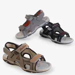 Royalfashion Beżowe chłopięce sandały na rzepy Monekin