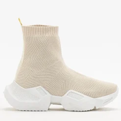 Royalfashion Beżowe damskie wysokie sportowe buty Gohi
