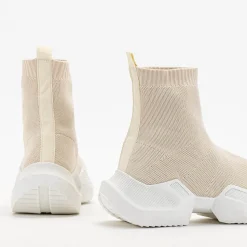 Royalfashion Beżowe damskie wysokie sportowe buty Gohi