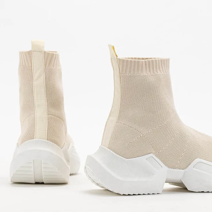 Royalfashion Beżowe damskie wysokie sportowe buty Gohi