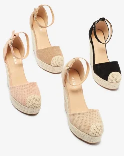 Royalfashion Beżowe damskie sandały na koturnie Meylasi