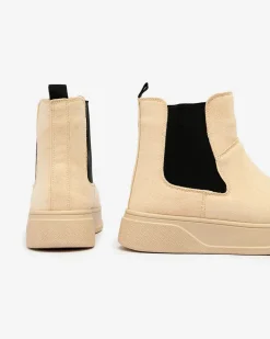 Royalfashion Beżowe damskie botki a'la śniegowce Uteris