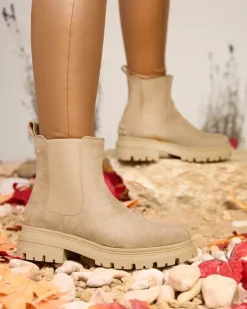 Royalfashion Beżowe damskie ocieplane botki Comfy Walk