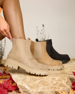 Royalfashion Beżowe damskie ocieplane botki Comfy Walk