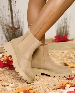 Royalfashion Beżowe damskie ocieplane botki Comfy Walk