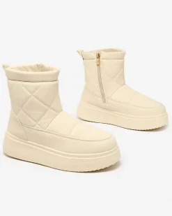 Royalfashion Beżowe damskie botki a'la śniegowce Kacecica