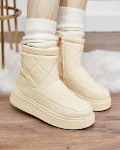 Royalfashion Beżowe damskie botki a'la śniegowce Kacecica