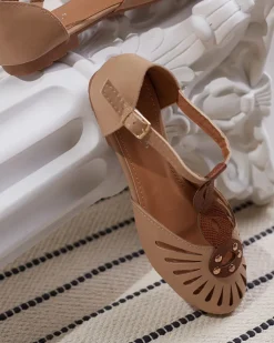 Royalfashion Beżowe damskie baleriny ażurowe z wycięciem po bokach Erraf