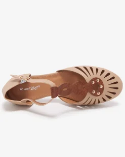 Royalfashion Beżowe damskie baleriny ażurowe z wycięciem po bokach Erraf