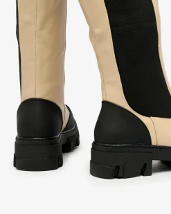 Royalfashion Beżowe damskie kozaki do połowy łydki Blyss