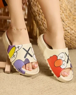 Royalfashion Beżowe damskie klapki Elmino