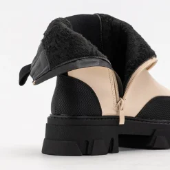 Royalfashion Beżowe damskie botki na masywnej podeszwie Rosidi