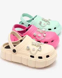 Royalfashion Beżowe damskie klapki gumowe Kooranza