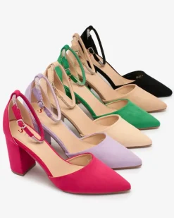 Royalfashion Beżowe damskie czółenka z cyrkoniami Britica