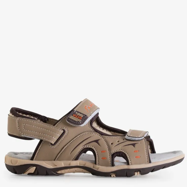 Royalfashion Beżowe dziecięce sandały na rzepy Roser