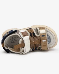 Royalfashion Beżowe dziecięce sandałki na rzepy Meteris