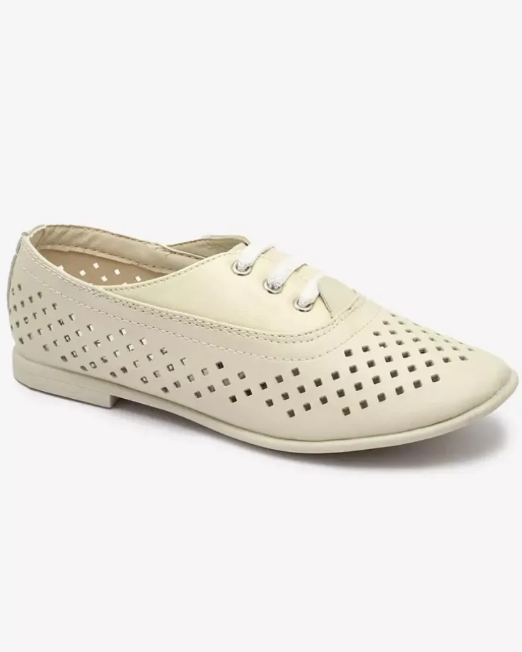 Royalfashion Beżowe dziecięce mokasyny ażurowe Janno