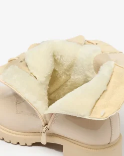 Royalfashion Beżowe eko skórzane damskie botki workery Seddaga