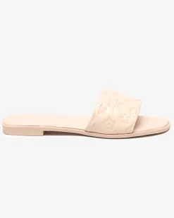 Royalfashion Beżowe klapki damskie z tłoczeniem Mersylio