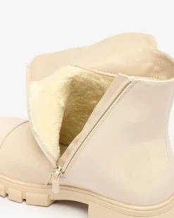 Royalfashion Beżowe matowe botki damskie Hedaheh