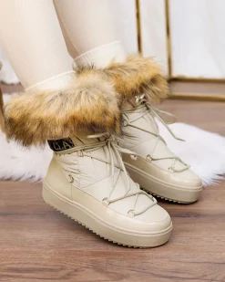 Royalfashion Beżowe wsuwane botki a'la śniegowce damskie Gomllo