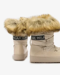 Royalfashion Beżowe wsuwane botki a'la śniegowce damskie Gomllo
