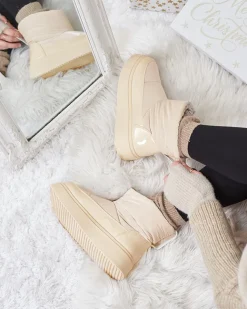 Royalfashion Beżowe wsuwane śniegowce damskie Maderta