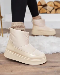 Royalfashion Beżowe wsuwane śniegowce damskie Maderta