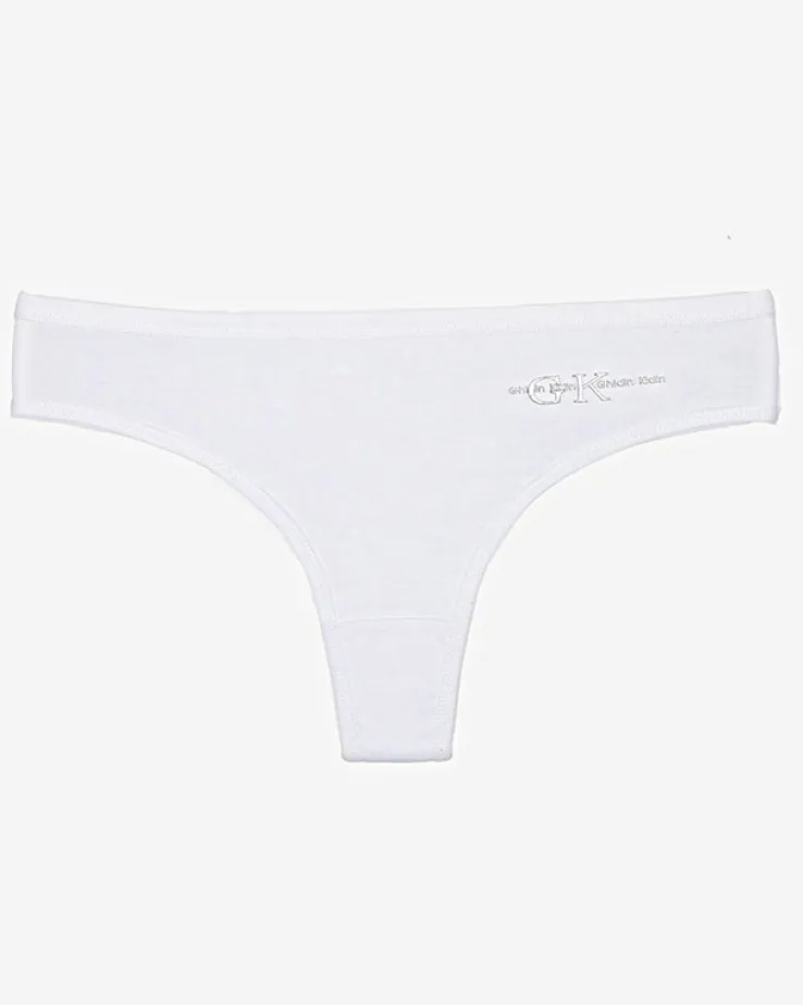 Royalfashion Białe bawełniane damskie majtki typu stringi z napisem