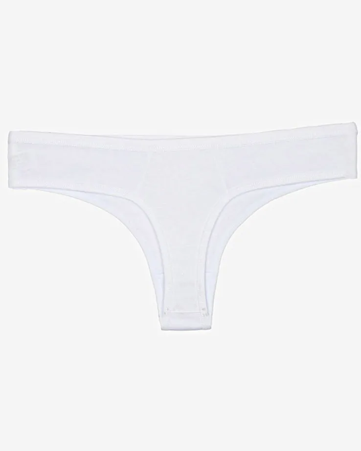 Royalfashion Białe bawełniane damskie majtki typu stringi z napisem