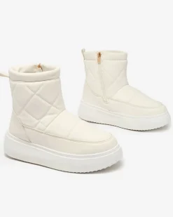 Royalfashion Białe damskie botki a'la śniegowce Kacecica