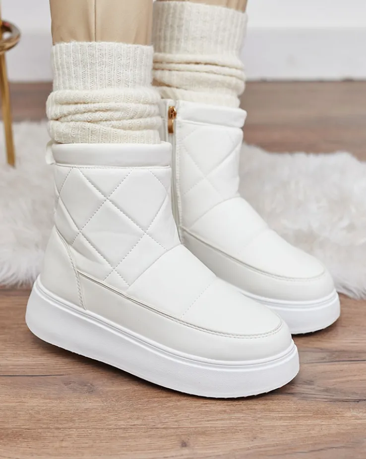 Royalfashion Białe damskie botki a'la śniegowce Kacecica